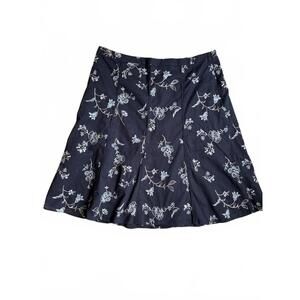 ANN TAYLOR WOMEN'S BLUE & WHITE EMBROIDERED FULL SKIRT Size 16 Plus Size